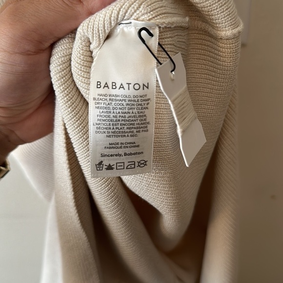 New Babaton Chase Ribbed Stretch Cream Midi Bodycon Knit Dress with Side Slit - Picture 10 of 13